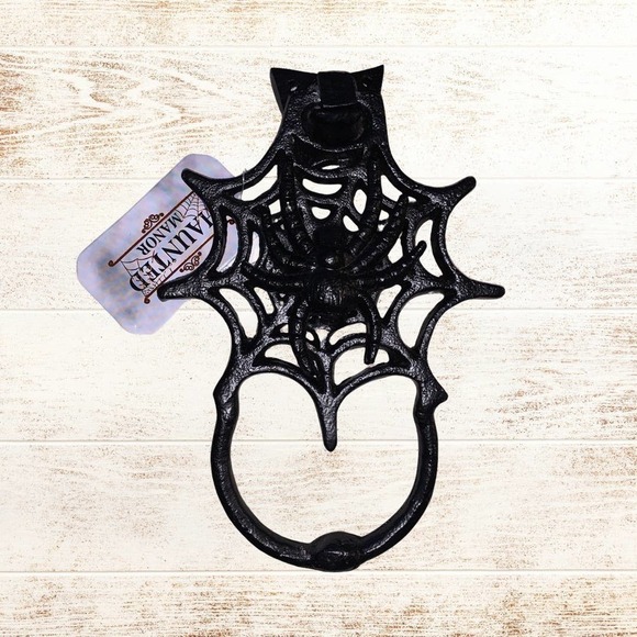 Spooky Spider Web Cast Iron Door Knocker - Picture 1 of 6